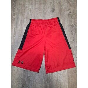 Under Armour Boys Shorts Youth Large Black And Red Large Logo